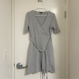 toad and co gray wrap tie dress